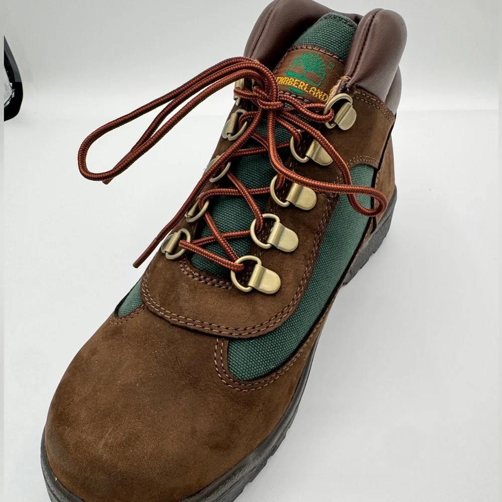 Kids Timberland Field Boots Brown Green Waterproof Hiking Boots Mens Size 5